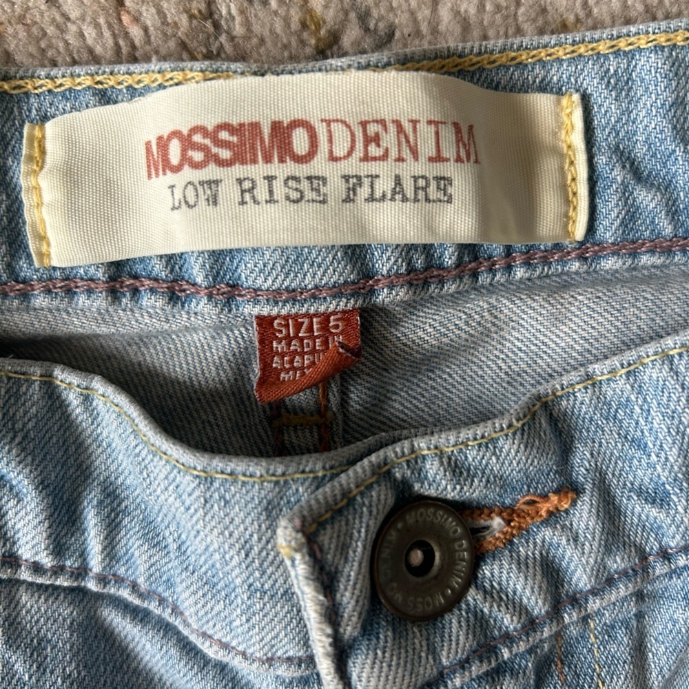 Massimo, low rise, flare, vintage, Y2K trendy, cotton light blue jeans, size 5‌ - Picture 6 of 13